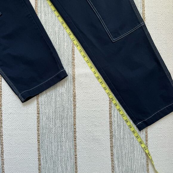 Zara Men’s Jeans Size 34 Blue Dark Wash Slouchy Fit Canvas Carpenter Work Style - Picture 5 of 10